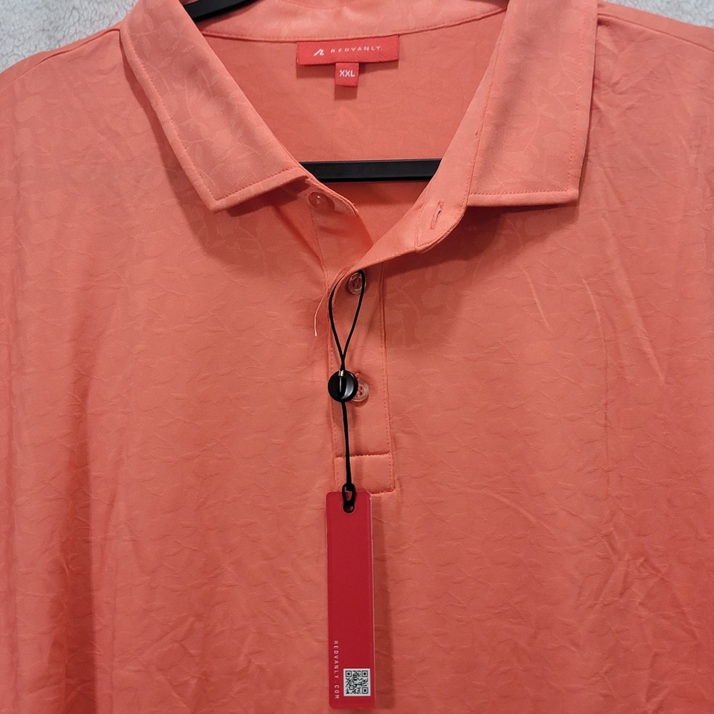 NWT REDVANLY Men's XXL‎ Coral Jacquard Polo Shirt Athletic Golf Luxury PUREPoly - Picture 8 of 12